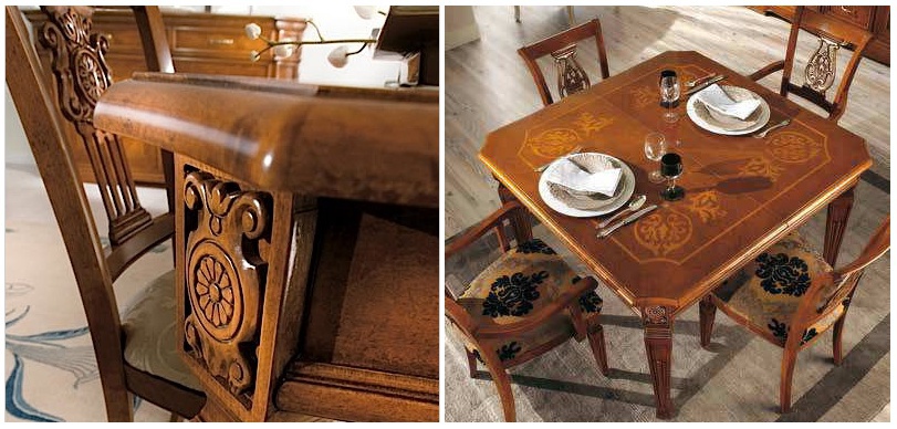 For dining room set with carving and inlay Vivre Lux, Arve Style