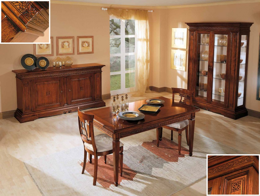 Set for the dining room with hand carved Positano, Arve Style