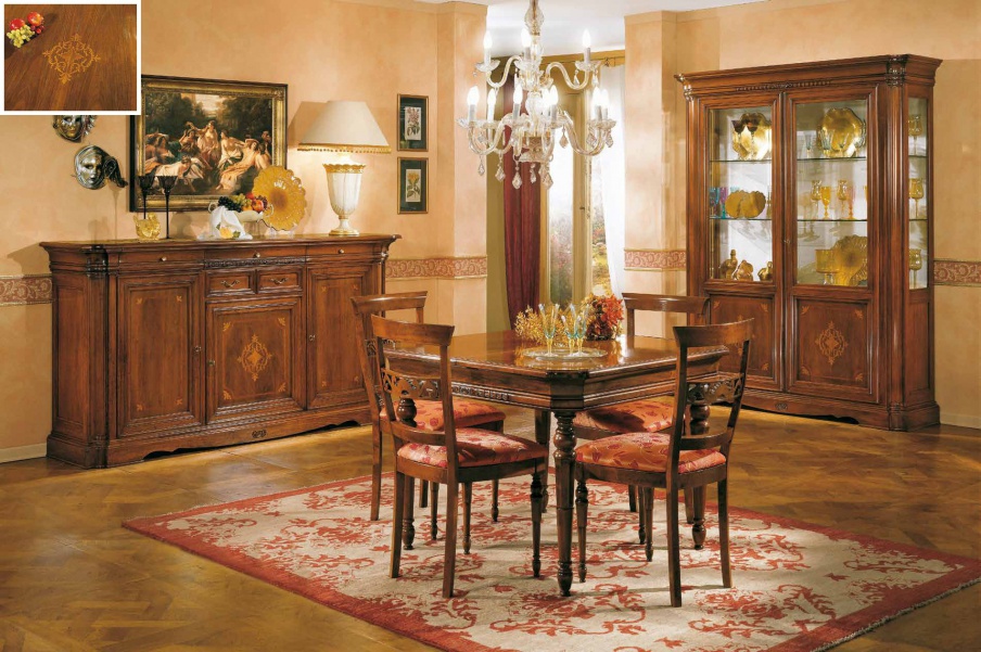 Dining set solid wood in walnut finish Dogi, Arve Style