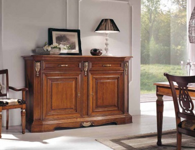 Sideboard with 2 hinged doors with carvings in gold Vivre Lux, Arve Style (the snack bar)