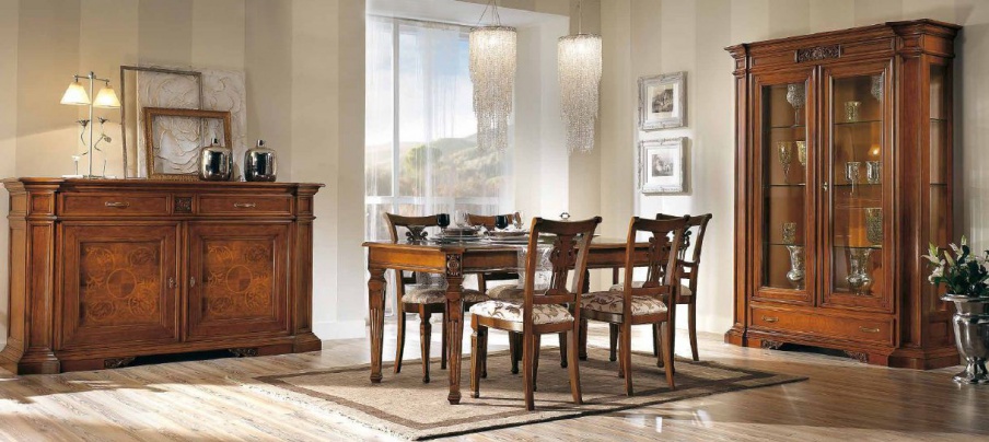 For dining room set with inlaid and lacquered thread Vivre Lux, Arve Style