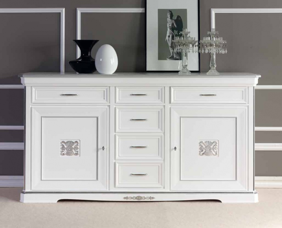 Buffet in white lacquer with 6 drawers Exclusive, Arve Style