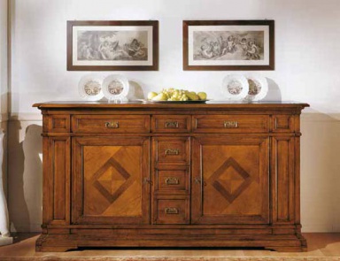 Sideboard with 6 drawers with diamond-shaped pattern San Marco, Arve Style (the snack bar)