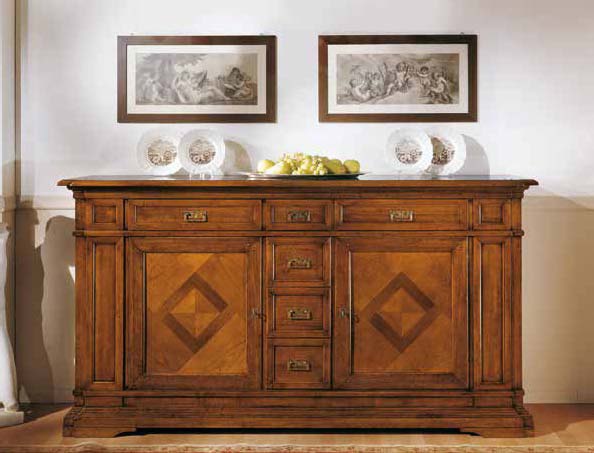 Sideboard with 6 drawers with diamond-shaped pattern San Marco, Arve Style
