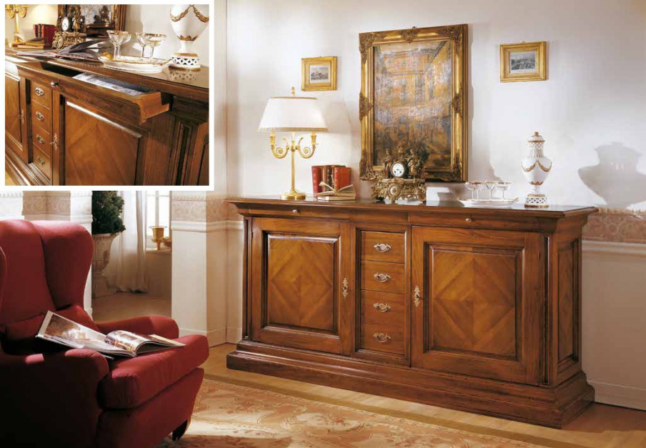 A snack bar with diamond pattern with 4 drawers Stile, Style Arve