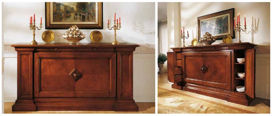 Sideboard with lateral doors and carved decoration Stile, Style Arve