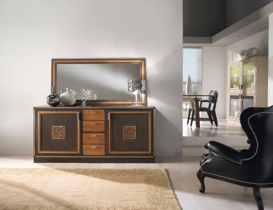 Sofa set in veneer and lacquer brown Composite, Arve Style