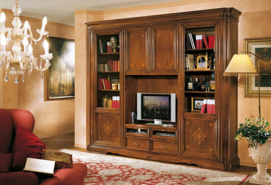 Rack for TV with inlay and carvings Dogi, Arve Style