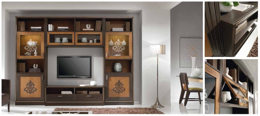 Rack for TV in the decoration of lacquer in brown color Composite, Arve Style