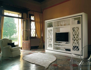 Rack for TV with carved Villa doors, Arve Style