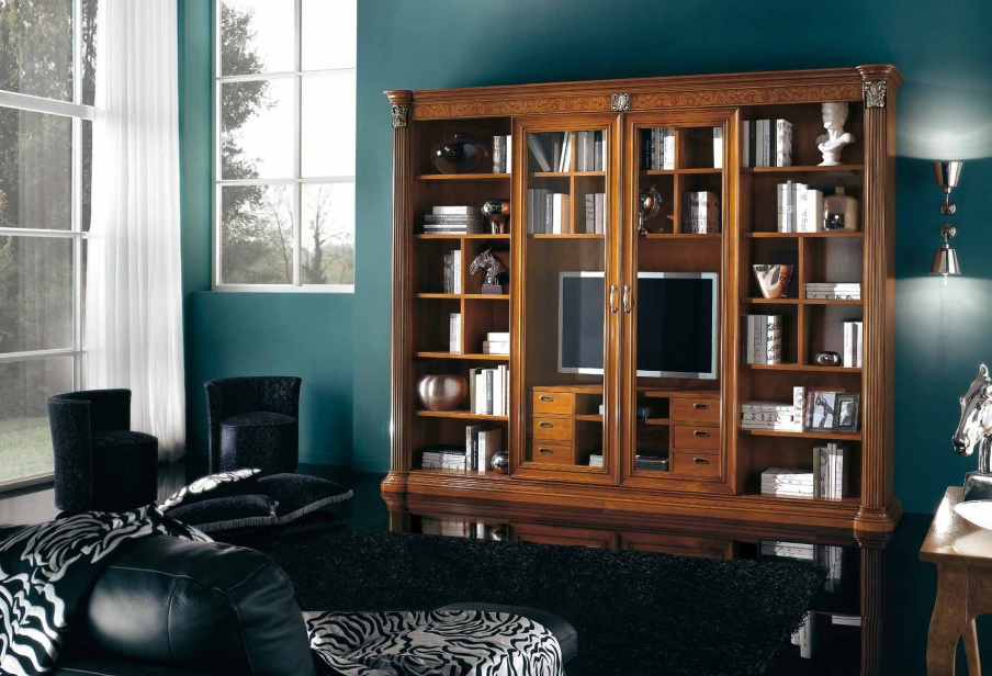 Rack for TV with swing doors in glass Lux Vivre, Arve Style