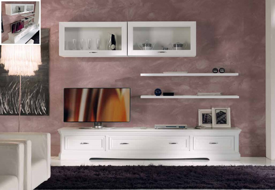 Modular system for TV in white lacquer Exclusive, Arve Style
