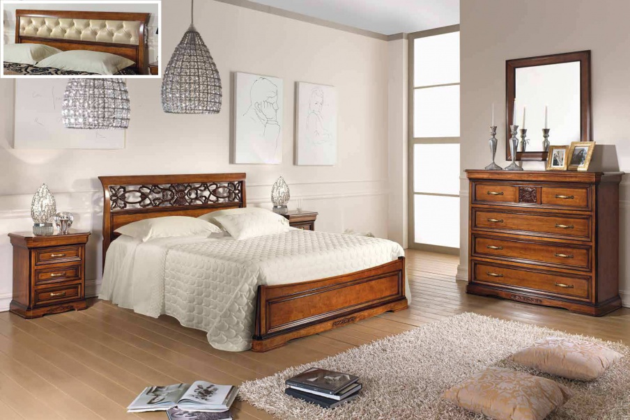 Set for bedroom in veneer finish with carving Exclusive, Arve Style