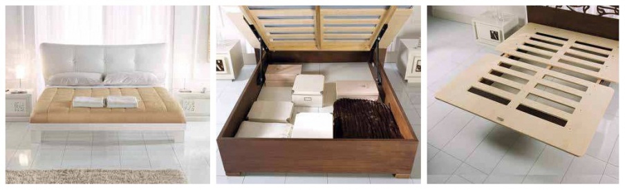 Bed with headboard in leather with a container Prima Classe, Arve Style