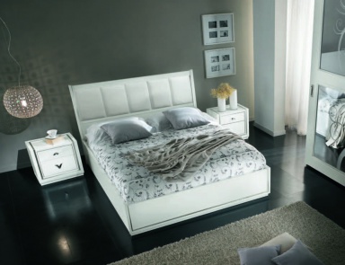 Bed with high headboard in leather Giselle, Arve Style
