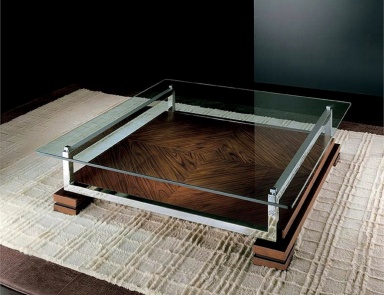 Low table with square top made of glass, AXO - Smania