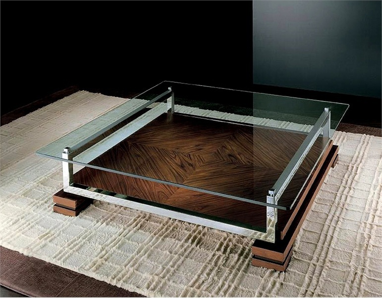 Low table with square top made of glass, AXO - Smania