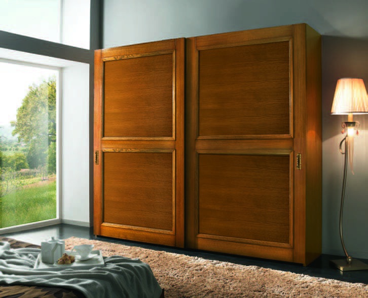 Wardrobe with sliding doors in walnut veneer Giselle, Arve Style