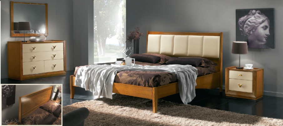 Bedroom set in walnut finish and lacquer Giselle, Arve Style