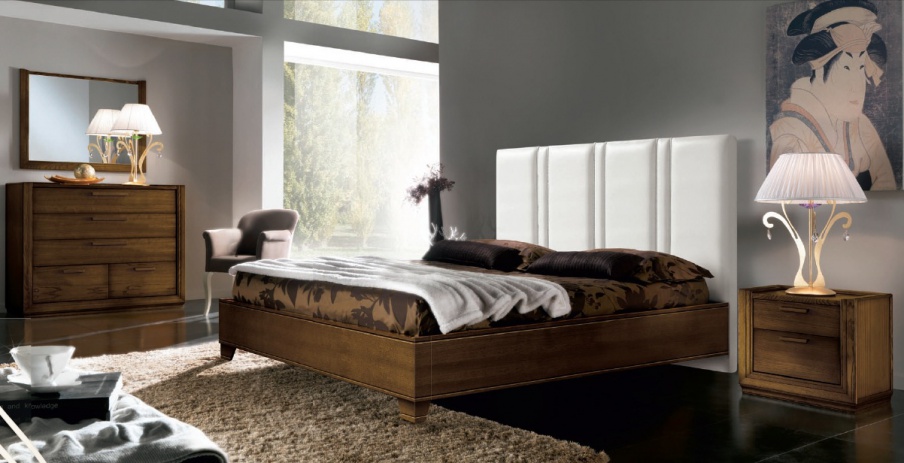 Set for bedroom in walnut veneer shade tobacco Giselle, Arve Style