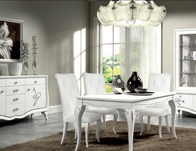 For dining room set in white lacquer with pattern Chantal, Arve Style