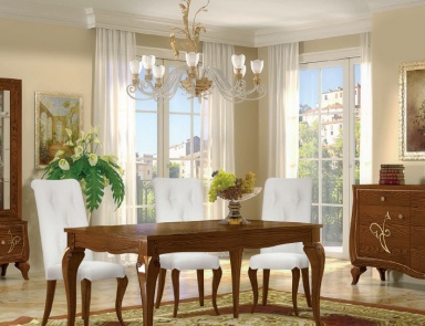For dining room set in walnut veneer with gilding Chantal, Arve Style