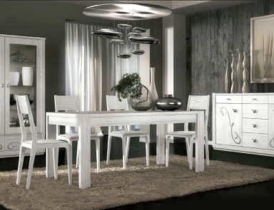 For dining room set in white lacquer with silver patina Giselle, Arve Style
