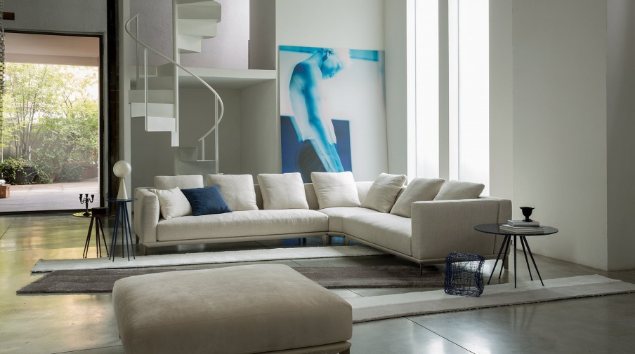 Modular sofa with pouffe Dylan, Alberta Salotti