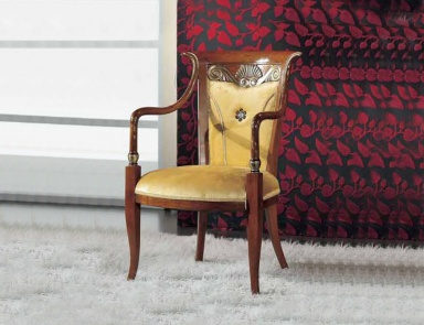 Chair with armrests and inlaid, Mirandola Export (chair with textile upholstery)