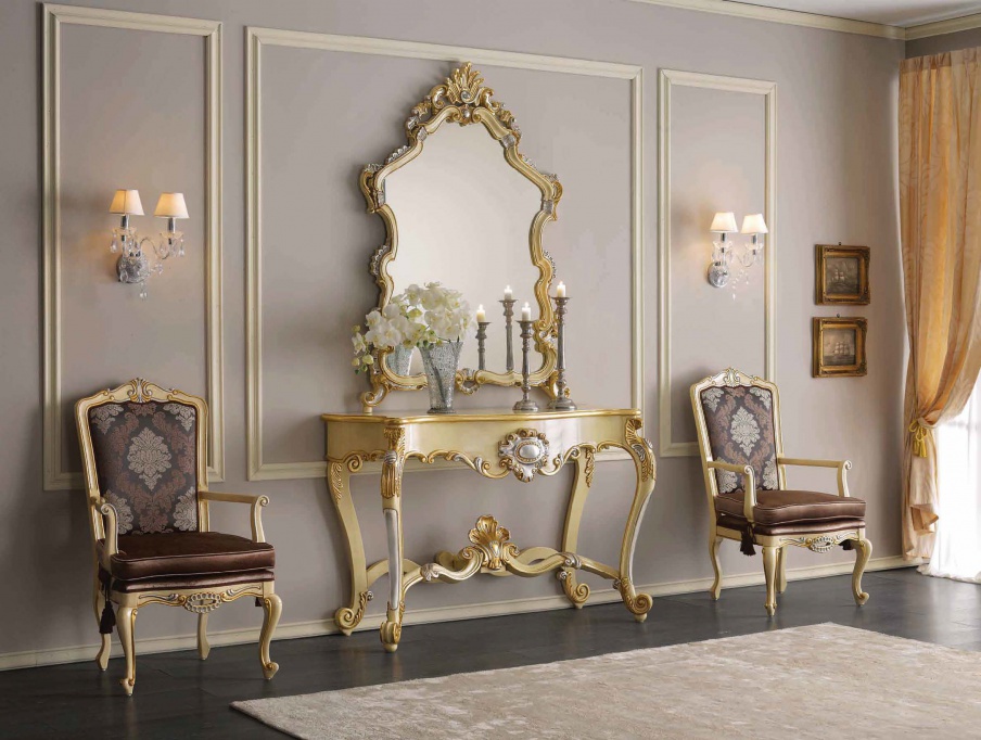 The console is natural wood Emperador Dark, Scappini & C