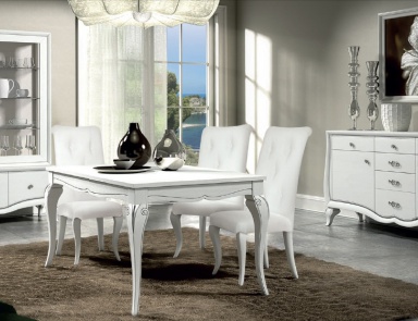 For dining room set in white lacquer with silver Chantal, Arve Style