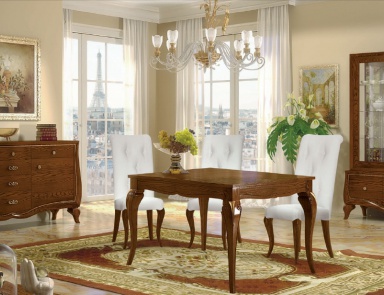 For dining room set in walnut veneer and gilt Chantal, Arve Style