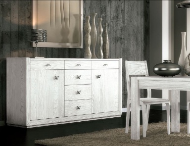 Sideboard with 2 doors in white-silver colours of the Giselle, Arve Style