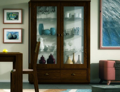 Showcase in walnut veneer shade tobacco Giselle, Arve Style