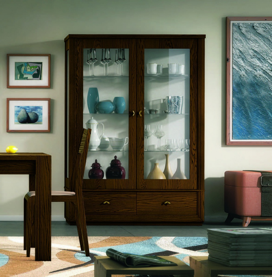 Showcase in walnut veneer shade tobacco Giselle, Arve Style