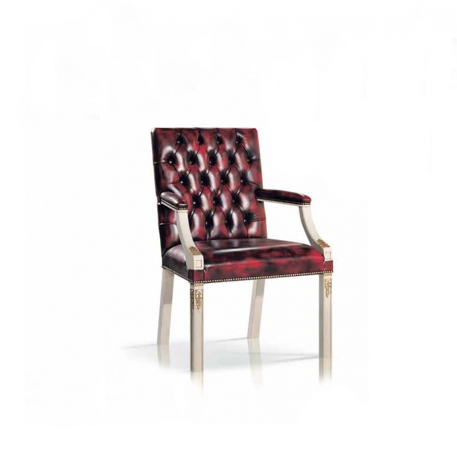 Chair with armrests and leather upholstery, Mirandola Export