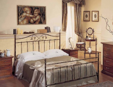 Double bed of wrought iron, Mirandola Export (bed with headboard)
