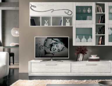 Modular storage system in lacquered veneer white Giselle, Arve Style