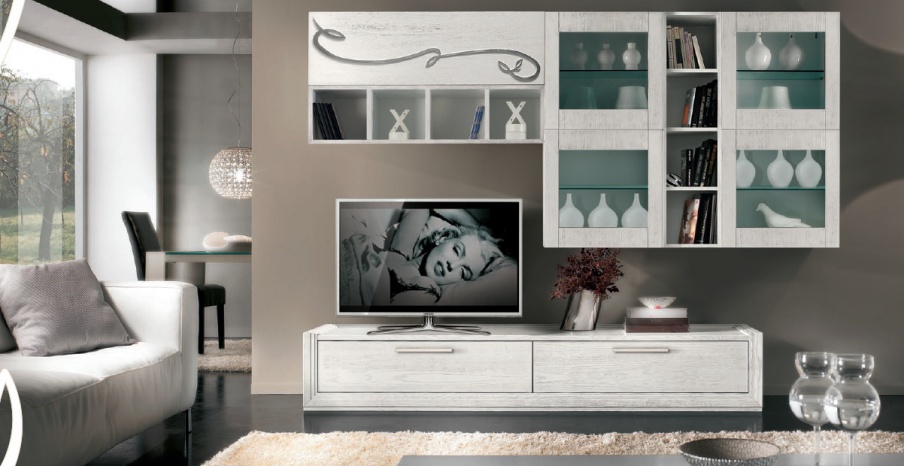 Modular storage system in lacquered veneer white Giselle, Arve Style