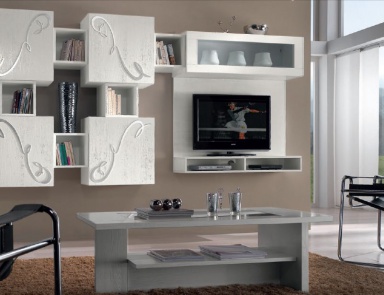 Sofa set in white lacquer with silver patina Giselle, Arve Style