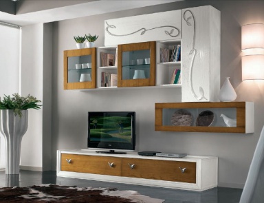 Modular storage system in walnut veneer and white lacquer Giselle, Arve Style