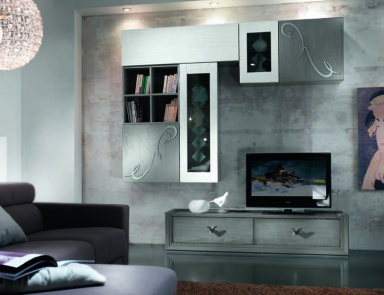 Modular storage system in white and grey lacquers Giselle, Arve Style
