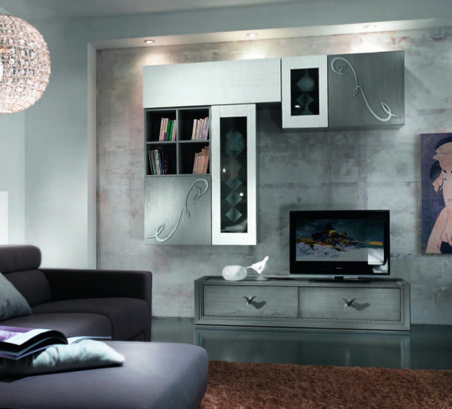 Modular storage system in white and grey lacquers Giselle, Arve Style