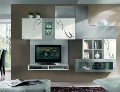 Modular storage system in silver-grey lacquer Giselle, Arve Style