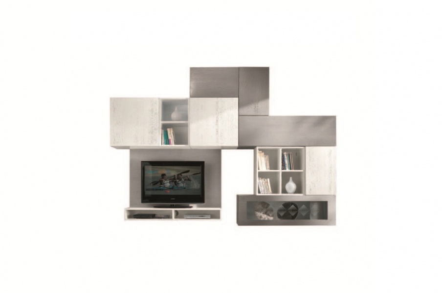 Modular storage system in gray lacquer with silver patina Giselle, Arve Style