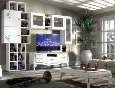 Sofa set in white lacquer with silver details Giselle, Arve Style