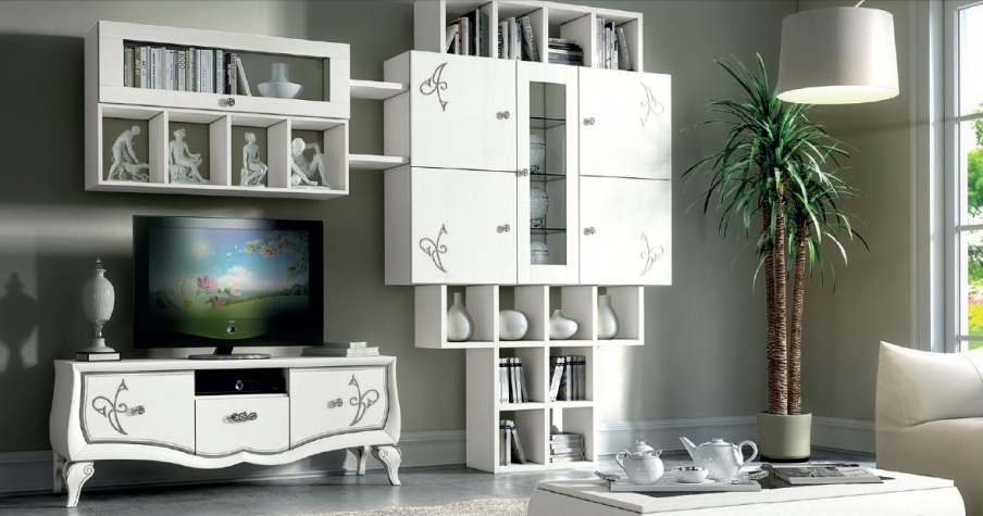 Modular storage system finish white lacquer and silver Chantal, Arve Style