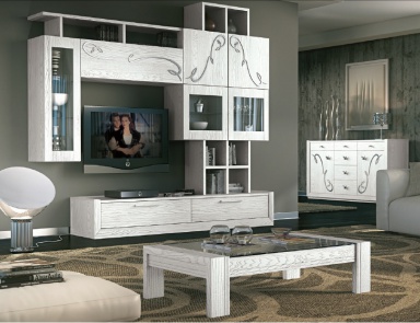 Sofa set in white lacquer with patina Giselle, Arve Style