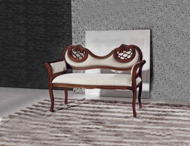 Two-seater sofa with decorative backrest, Mirandola Export