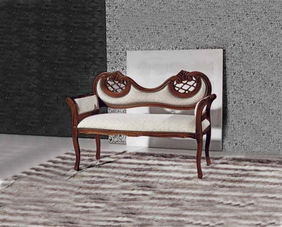 Two-seater sofa with decorative backrest, Mirandola Export